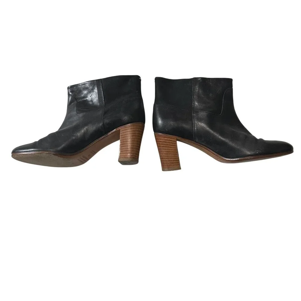 Maison Martin Margiela Black Leather Ankle Booties Size 38 Made in Italy